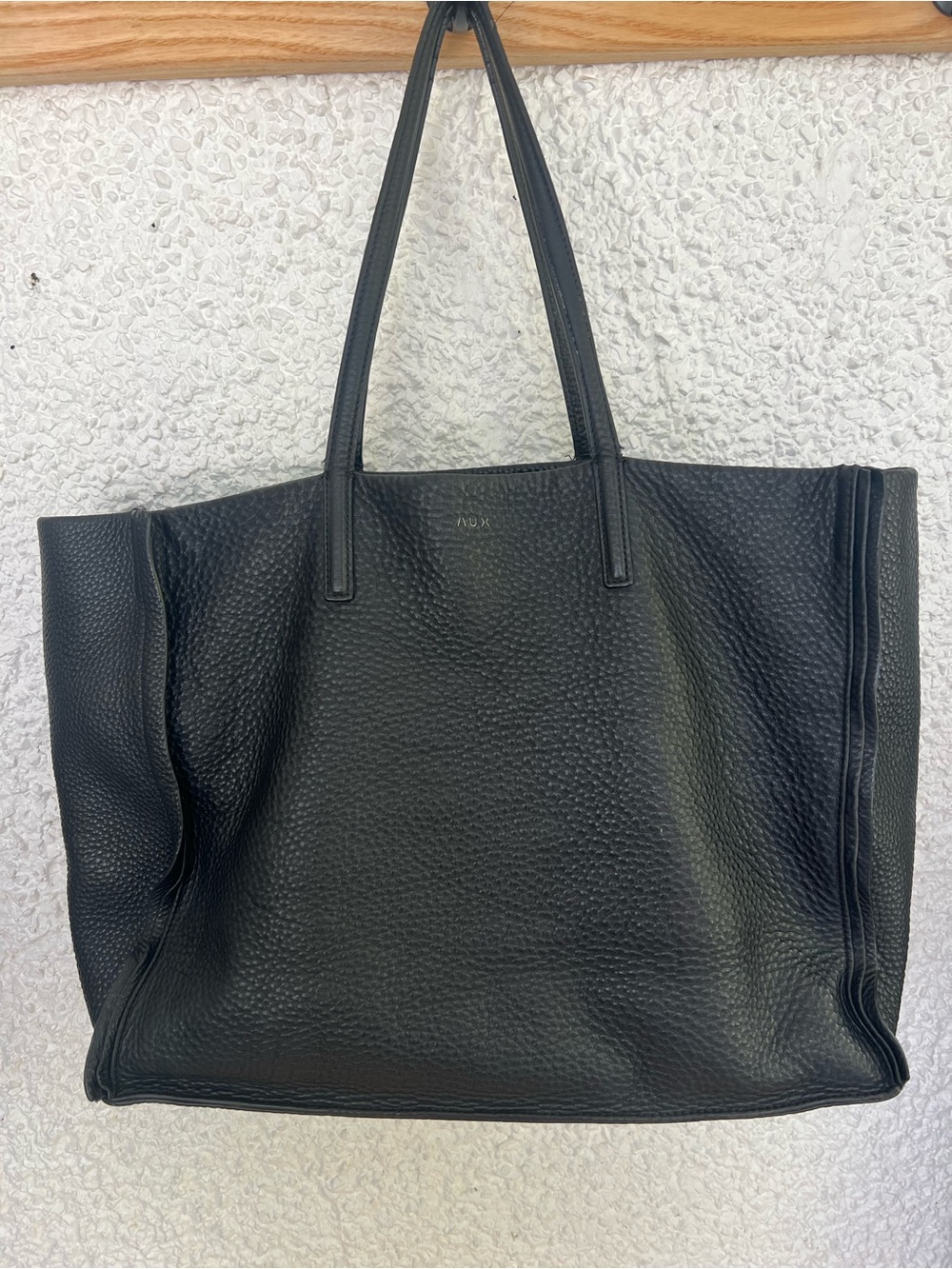 Auxiliary Black Pebbled Leather Tote